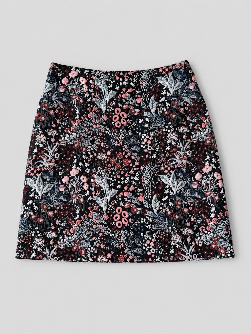 H&M Woman Black Floral Whimsigoth Jacquard A-Line Mini Skirt US6 Romantic Fairy